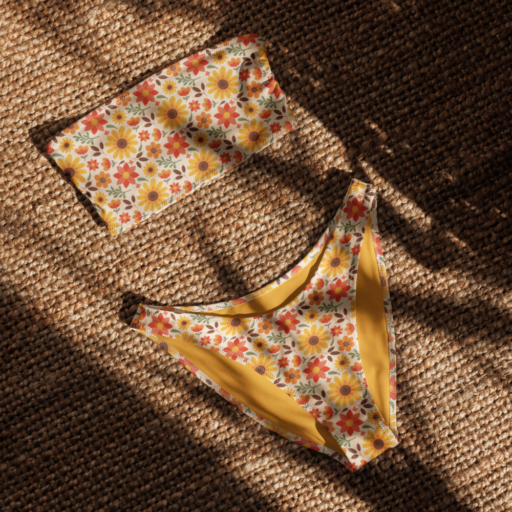 Esdushi Surf clothing - Bandeau Bikini Top - Sunflower Siesta - -