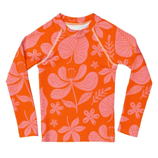 Esdushi Surf clothing - Kids - Girls Surf Rashguard - Floral Fantasy - 2T / 92 / 1-2 years -