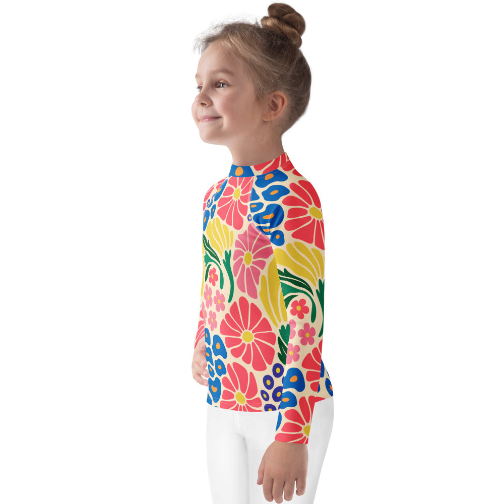 Esdushi Surf clothing - Kids - Girls Surf Rashguard - Flower Fun - -