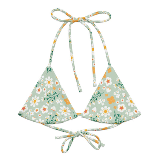 Esdushi Surf clothing - String Bikini Top - Flores Esmeralda - -