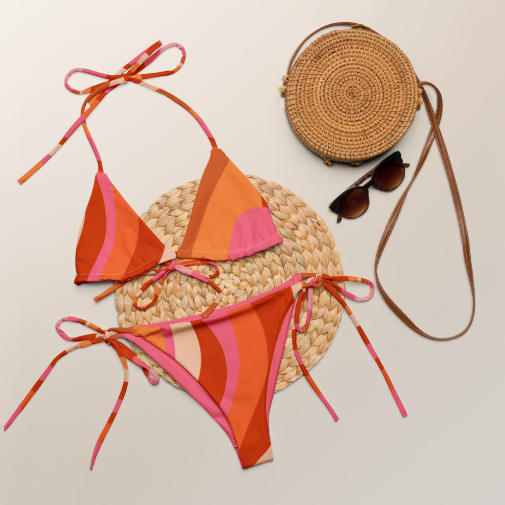 Esdushi Surf clothing - String Bikini Top - Radiant Retro - -