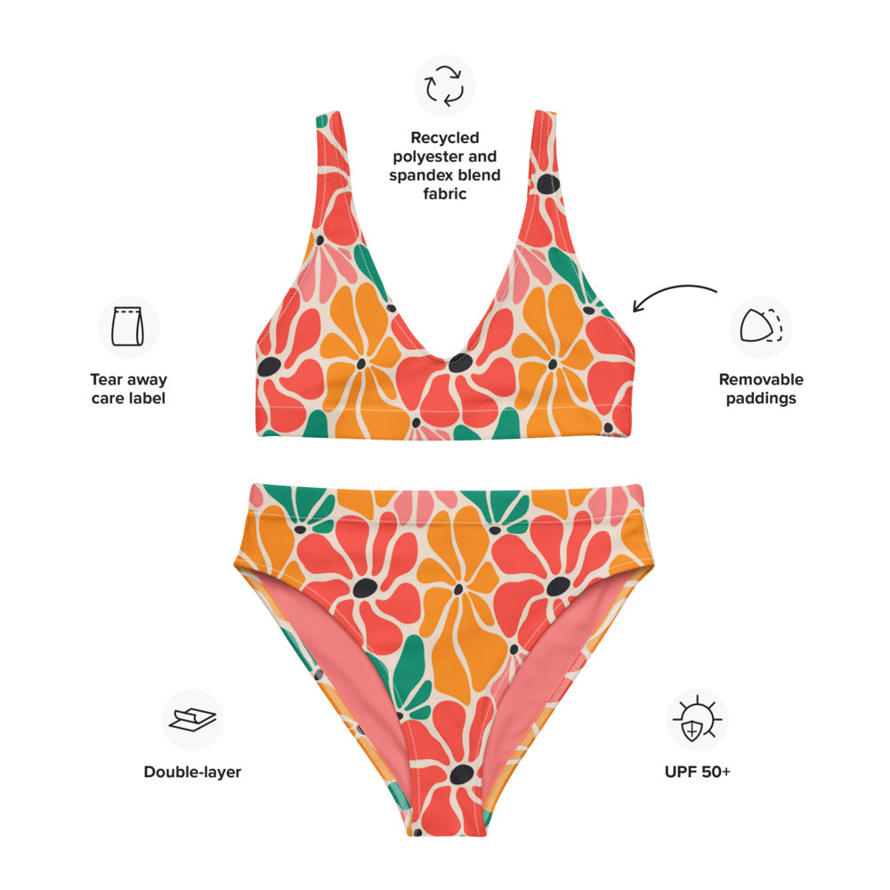 Esdushi Surf clothing - Surf Bikini Top - Flower Power - -