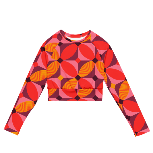 Esdushi Surf clothing - Women's Surf Rashguard - Tropical Tango - XS - Crop top