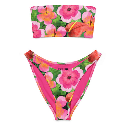 Esdushi Surf clothing - Bandeau Bikini Top - Bonita Botanica - 2XS - 