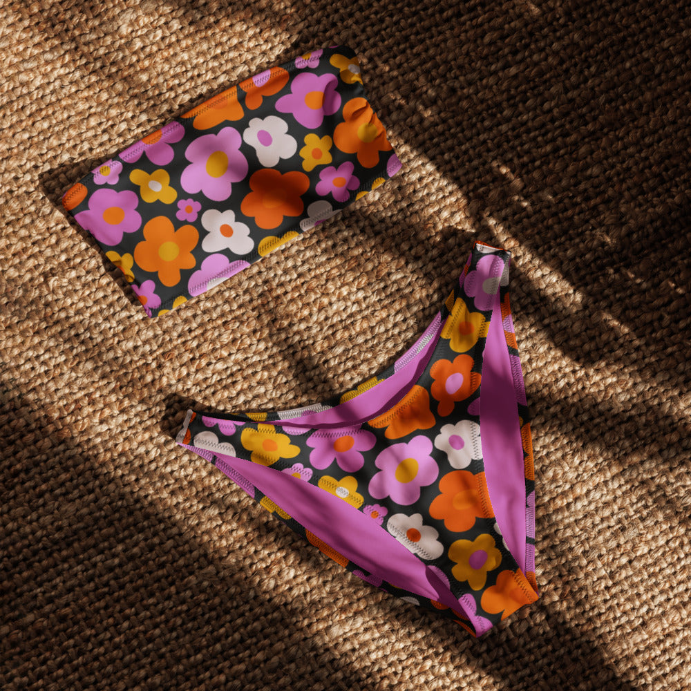 Esdushi Surf clothing - Bandeau Bikini Top - Botanical Bloom - - 