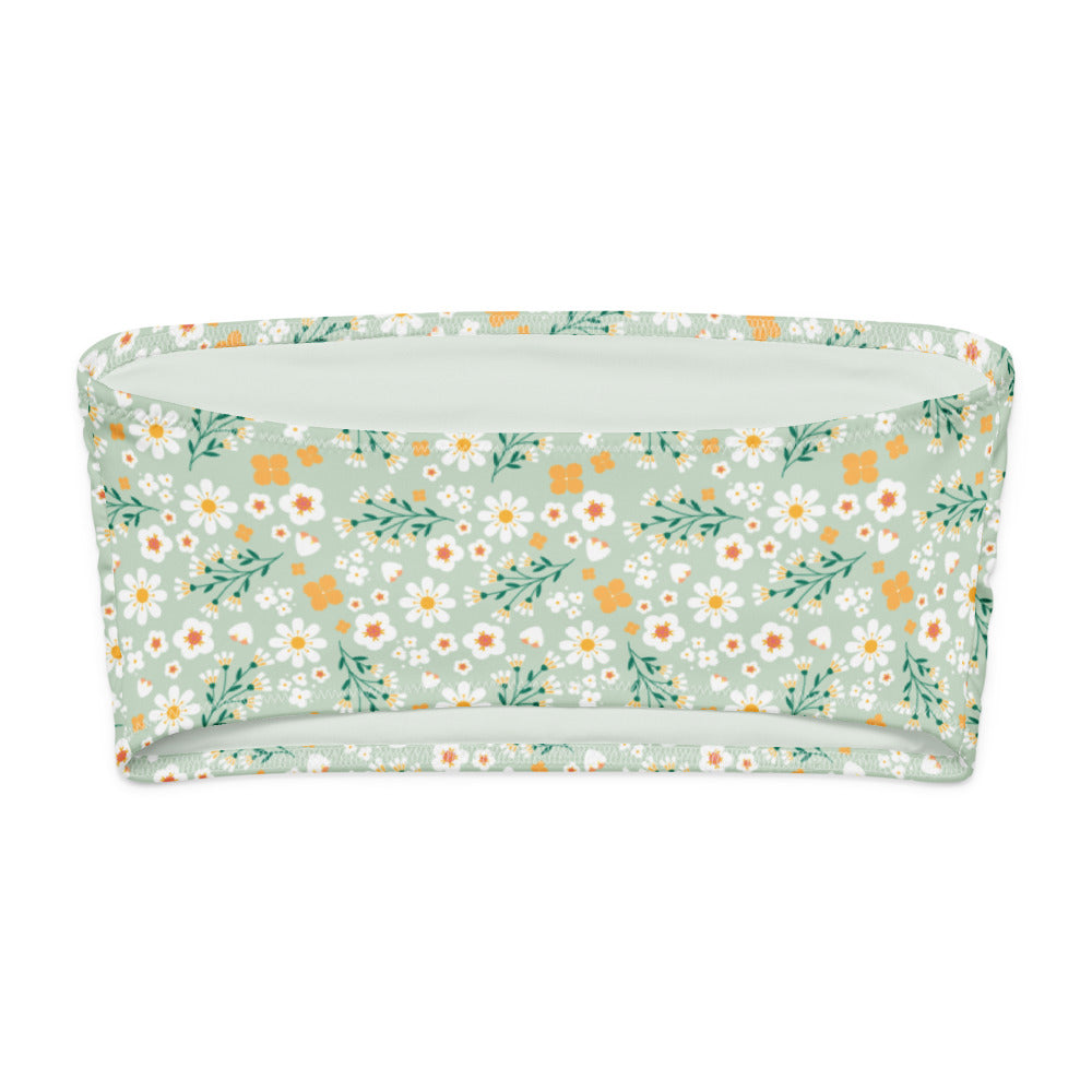 Esdushi Surf clothing - Bandeau Bikini Top - Flores Esmeralda - - 