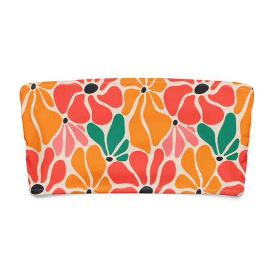 Esdushi Surf clothing - Bandeau Bikini Top - Flower Power - - 