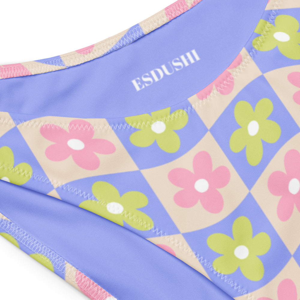 Esdushi Surf clothing - Bandeau Bikini Top - Groovy Gardenia - - 