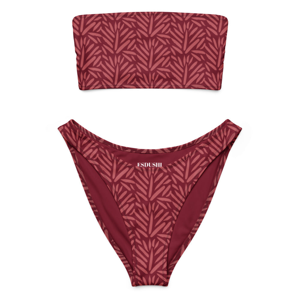 Esdushi Surf clothing - Bandeau Bikini Top - Palm Passion - 2XS - 