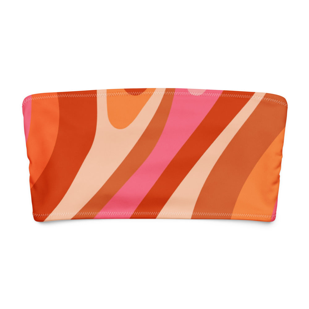 Esdushi Surf clothing - Bandeau Bikini Top - Radiant Retro - - 