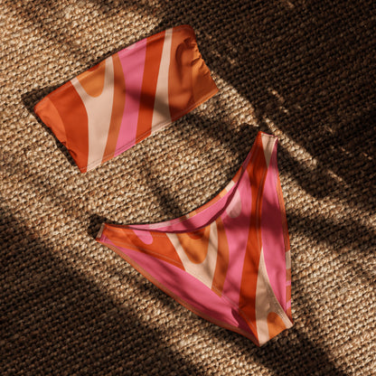 Esdushi Surf clothing - Bandeau Bikini Top - Radiant Retro - - 