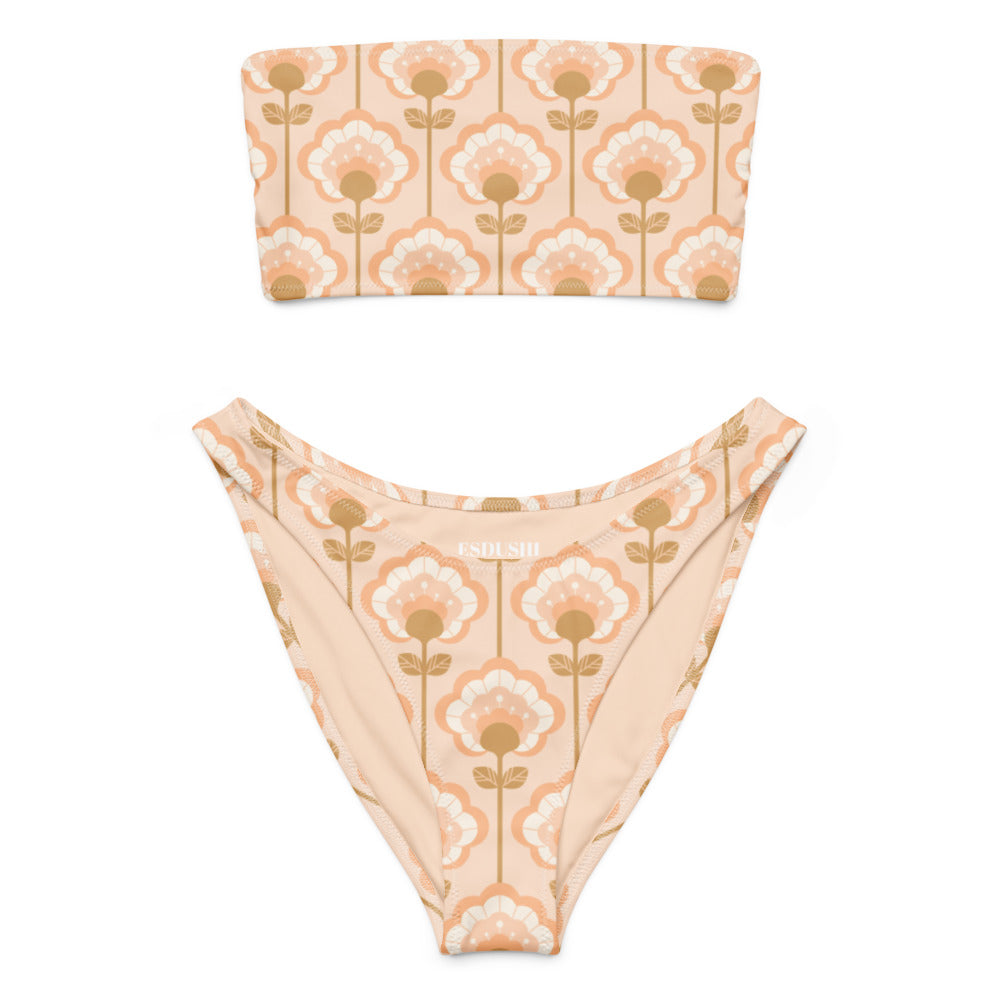 Esdushi Surf clothing - Bandeau Bikini Top - Sandy Shells - 2XS - 