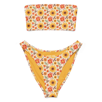Esdushi Surf clothing - Bandeau Bikini Top - Sunflower Siesta - 2XS - 