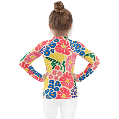 Esdushi Surf clothing - Kids - Girls Surf Rashguard - Flower Fun - - 