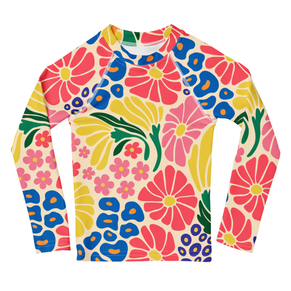 Esdushi Surf clothing - Kids - Girls Surf Rashguard - Flower Fun - 2T / 92 / 1-2 years - 