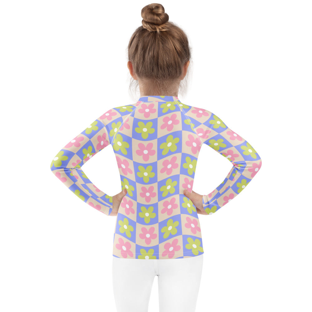 Esdushi Surf clothing - Kids - Girls Surf Rashguard - Groovy Gardenia - - 