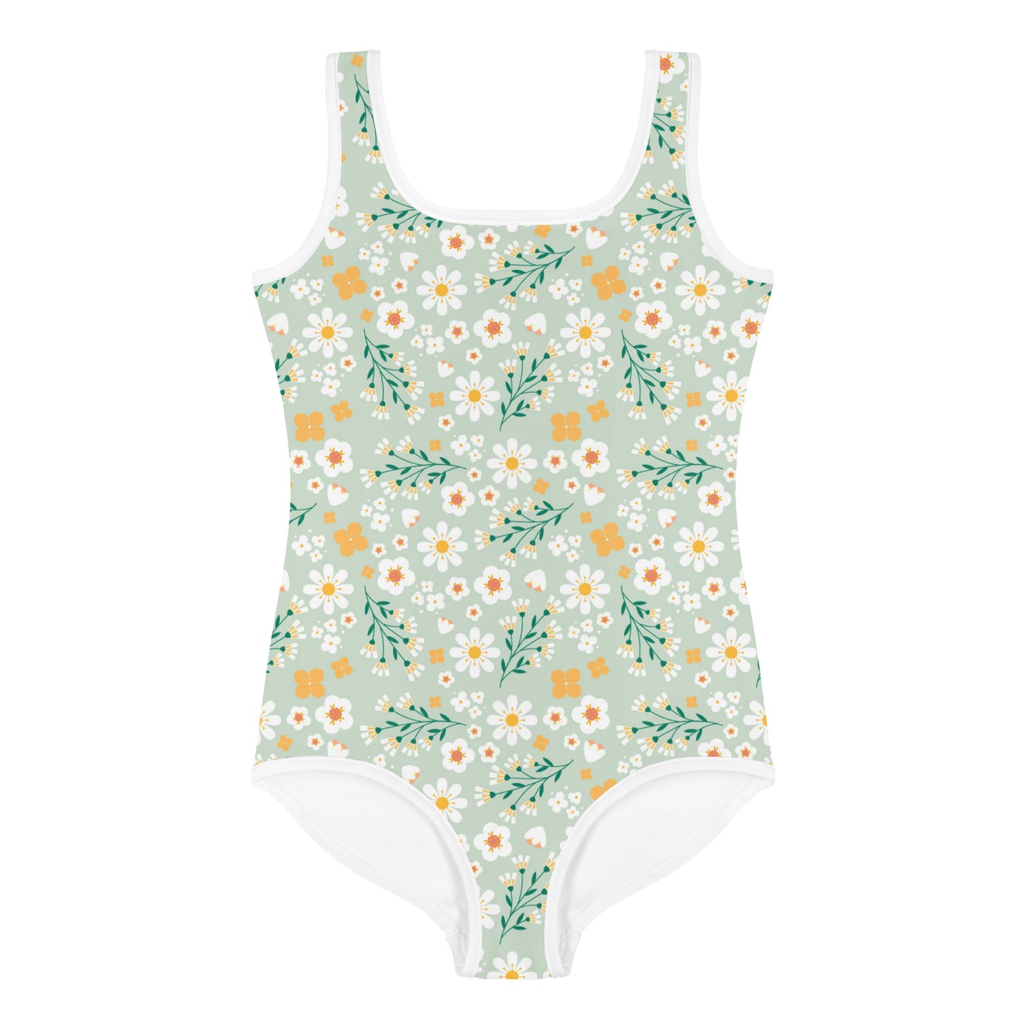 Esdushi Surf clothing - Kids Swimsuit - Flores Esmeralda - 2T / 92 / 1-2 years - 