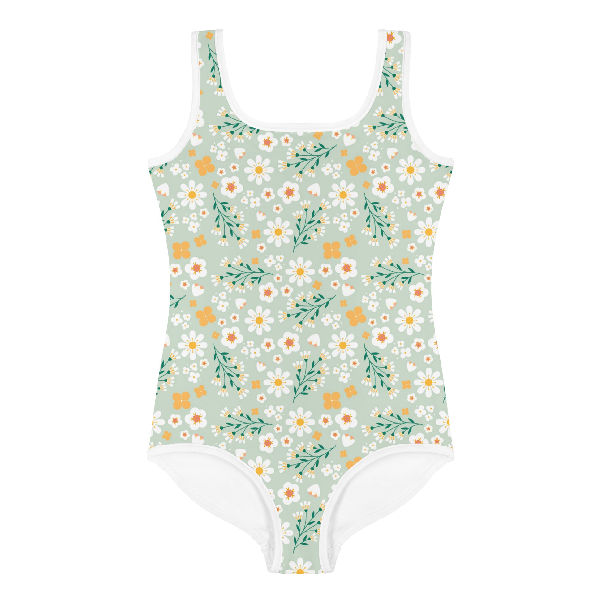 Esdushi Surf clothing - Kids Swimsuit - Flores Esmeralda - 2T / 92 / 1-2 years - 