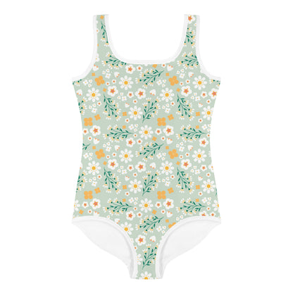 Esdushi Surf clothing - Kids Swimsuit - Flores Esmeralda - 2T / 92 / 1-2 years - 
