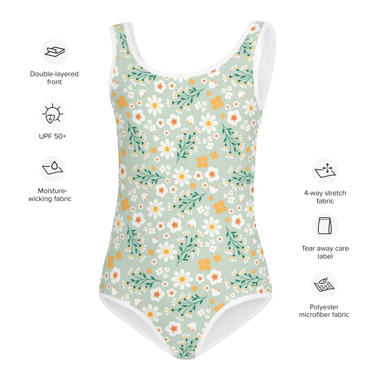 Esdushi Surf clothing - Kids Swimsuit - Flores Esmeralda - - 