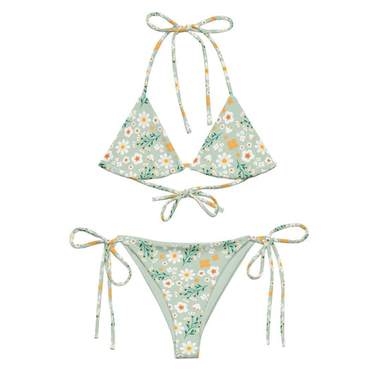 Esdushi Surf clothing - String Bikini Top - Flores Esmeralda - 2XS - 