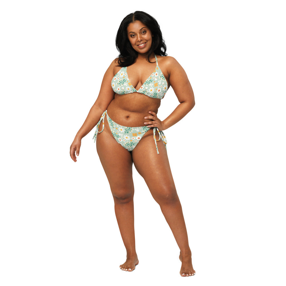 Esdushi Surf clothing - String Bikini Top - Flores Esmeralda - - 
