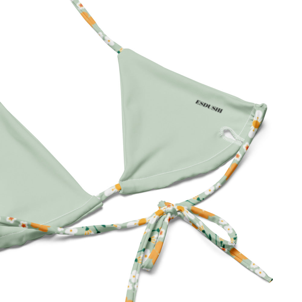 Esdushi Surf clothing - String Bikini Top - Flores Esmeralda - - 