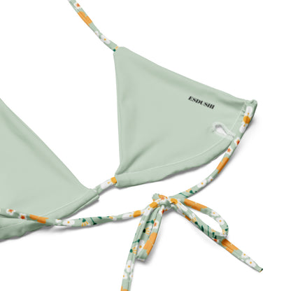 Esdushi Surf clothing - String Bikini Top - Flores Esmeralda - - 