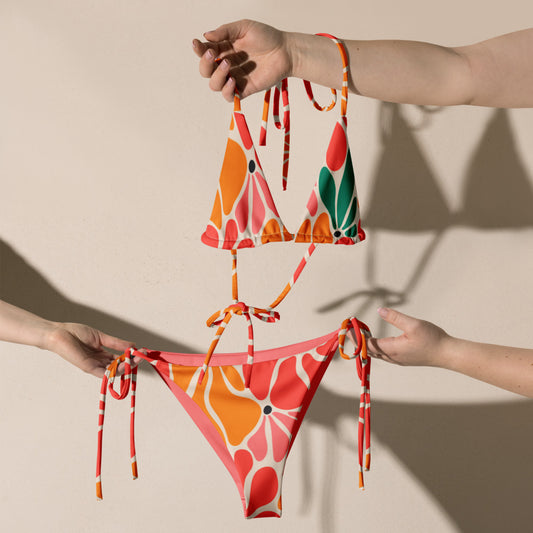 Esdushi Surf clothing - String Bikini Top - Flower Power - - 