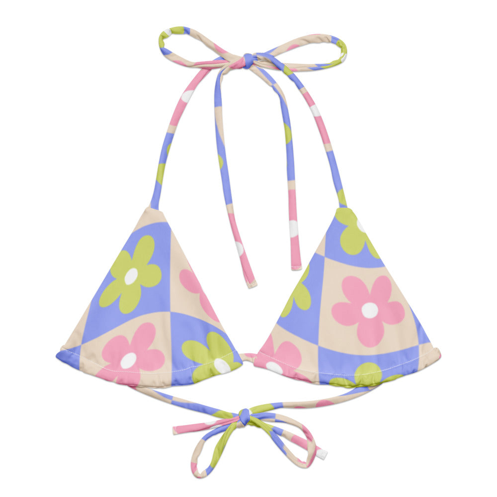 Esdushi Surf clothing - String Bikini Top - Groovy Gardenia - - 