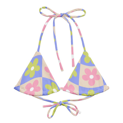 Esdushi Surf clothing - String Bikini Top - Groovy Gardenia - - 