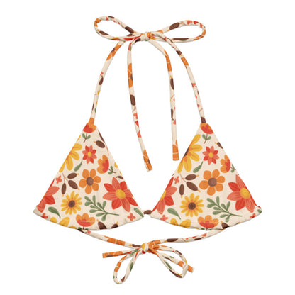 Esdushi Surf clothing - String Bikini Top - Sunflower Siesta - - 
