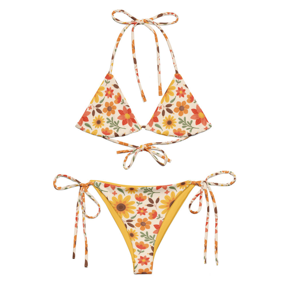 Esdushi Surf clothing - String Bikini Top - Sunflower Siesta - 2XS - 