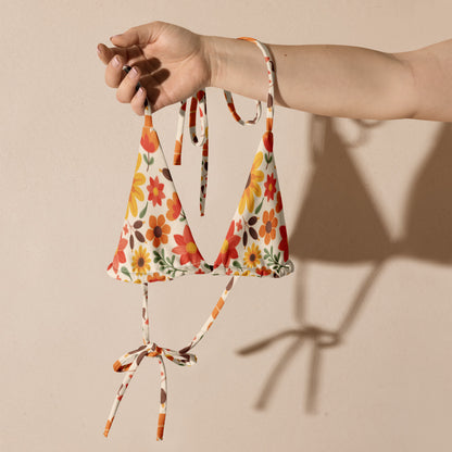 Esdushi Surf clothing - String Bikini Top - Sunflower Siesta - - 