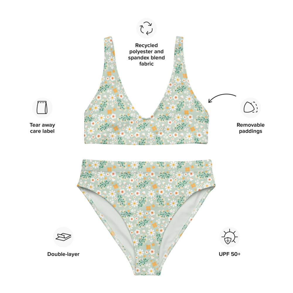 Esdushi Surf clothing - Surf Bikini Top - Flores Esmeralda - - 