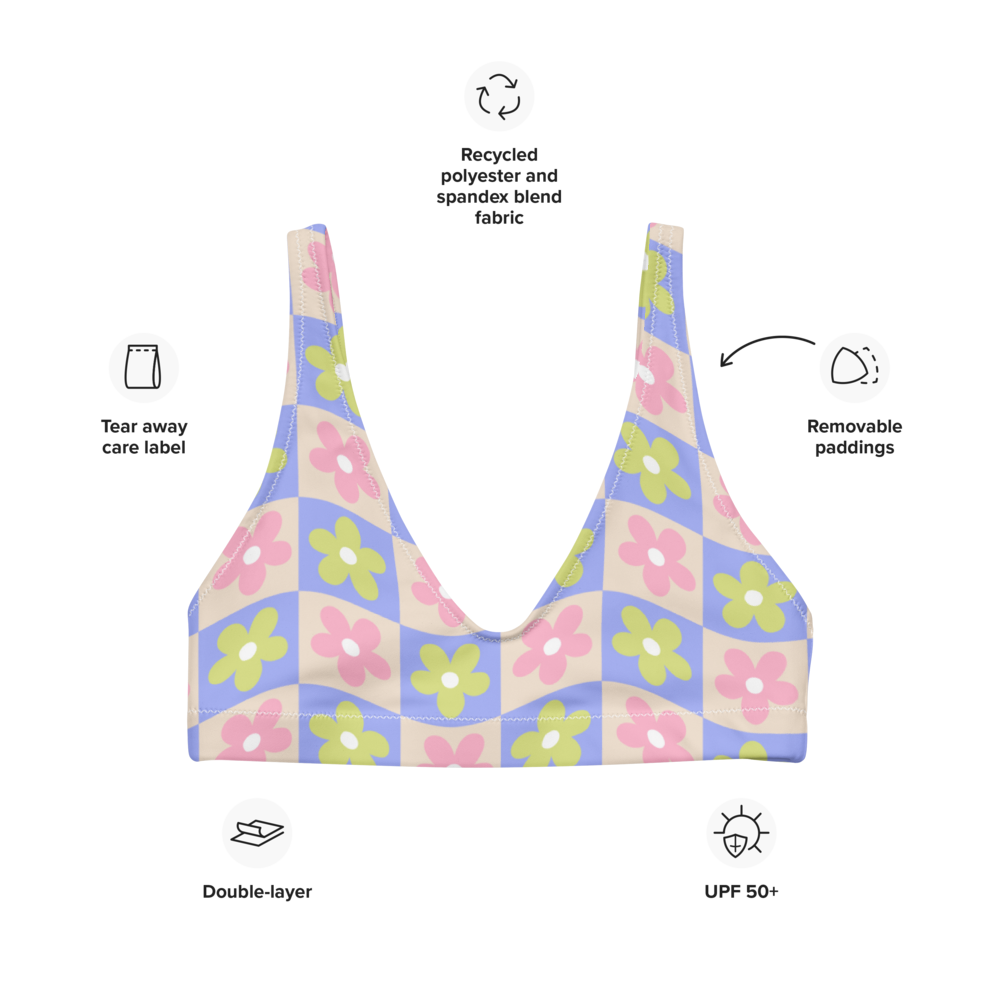 Esdushi Surf clothing - Surf Bikini Top - Groovy Gardenia - - 