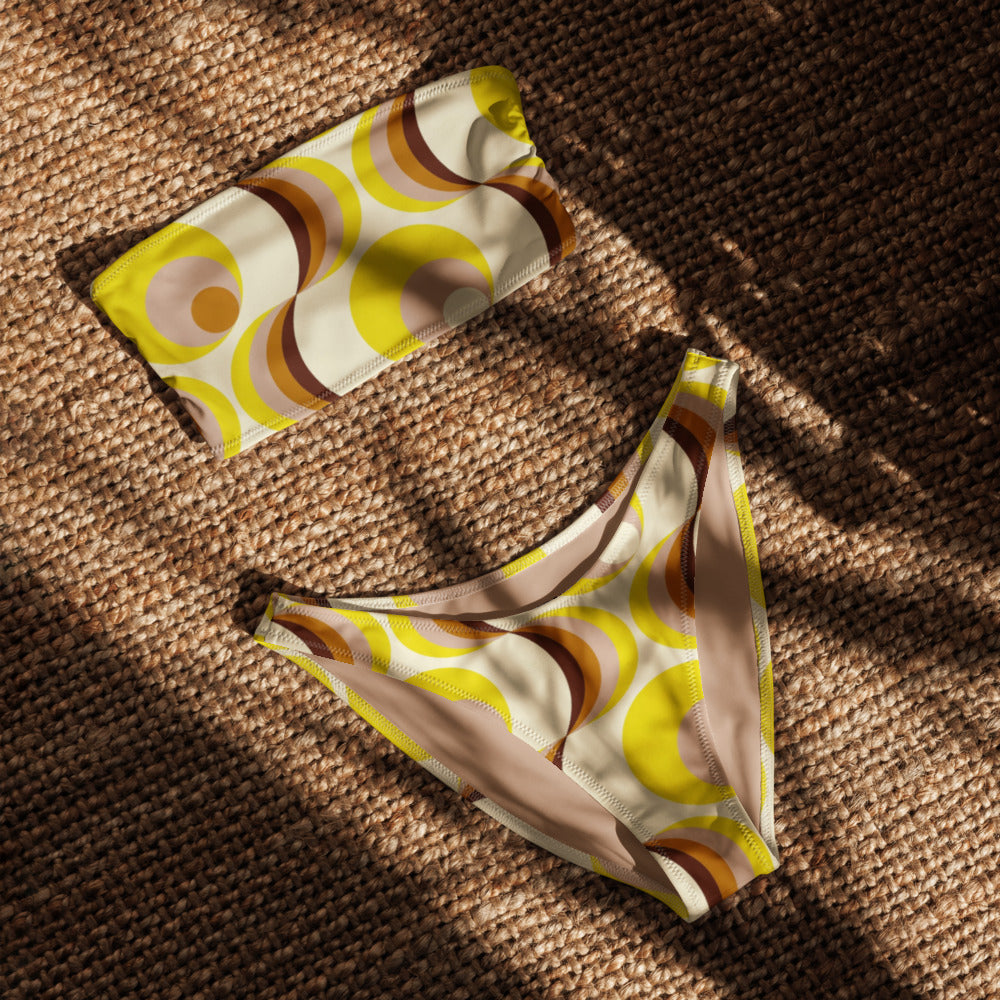 Esdushi Surf clothing - V-cut Bikini Bottom - Retro Riptide - - 