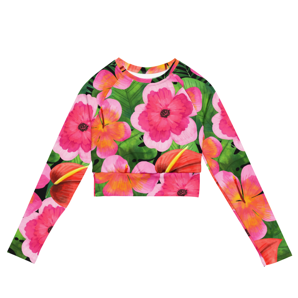 Esdushi Surf clothing - Women's Surf Rashguard - Bonita Botánica - XS - Crop top