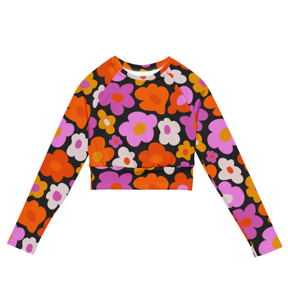 Esdushi Surf clothing - Women's Surf Rashguard - Botanical Bloom - XS - Crop top