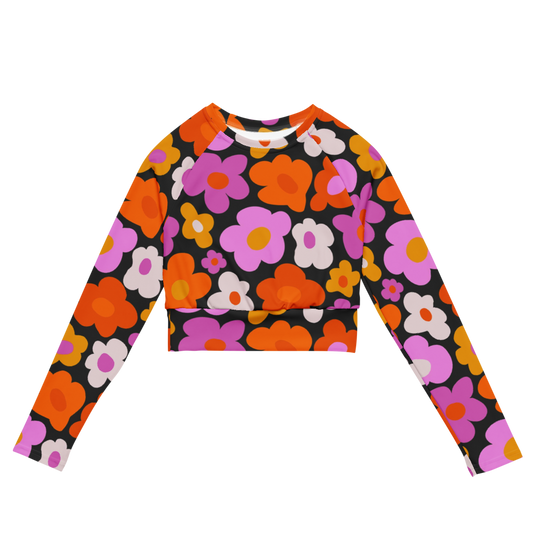 Esdushi Surf clothing - Women's Surf Rashguard - Botanical Bloom - XS - Crop top