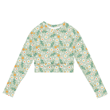 Esdushi Surf clothing - Women's Surf Rashguard - Flores Esmeralda - XS - Crop top