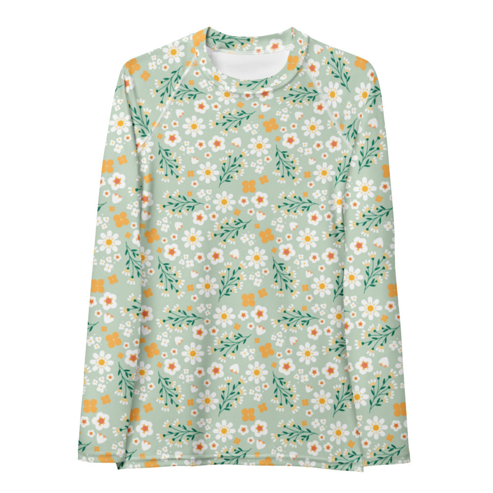 Esdushi Surf clothing - Women's Surf Rashguard - Flores Esmeralda - XS - Long