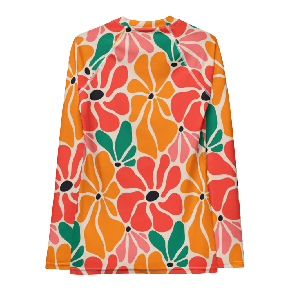 Esdushi Surf clothing - Women's Surf Rashguard - Flower Power - - 