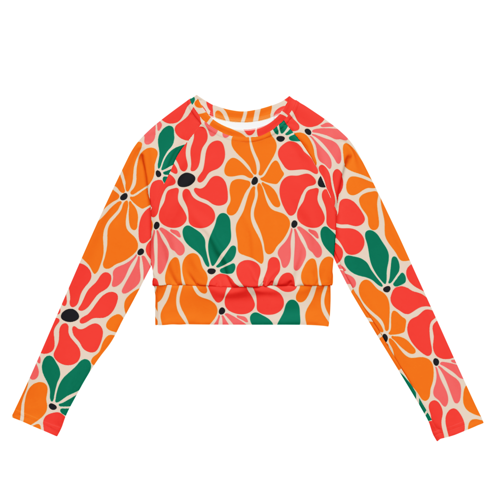 Esdushi Surf clothing - Women's Surf Rashguard - Flower Power - XS - Crop top