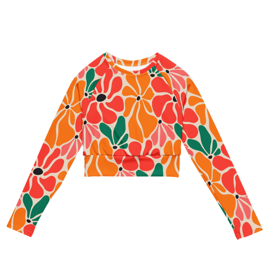 Esdushi Surf clothing - Women's Surf Rashguard - Flower Power - XS - Crop top