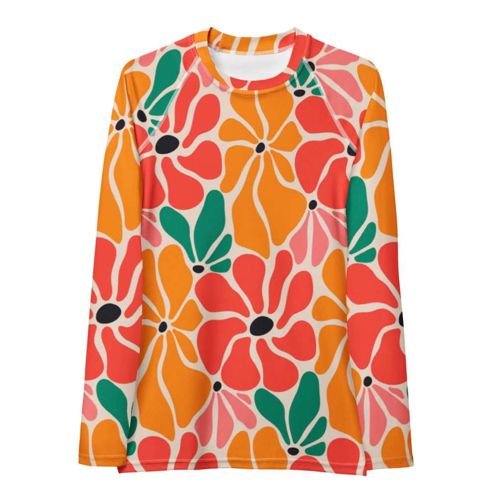 Esdushi Surf clothing - Women's Surf Rashguard - Flower Power - XS - Long