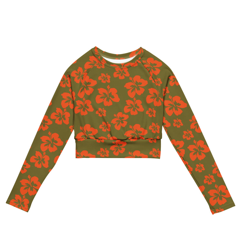 Esdushi Surf clothing - Women's Surf Rashguard - Hula Heat - XS - Crop top