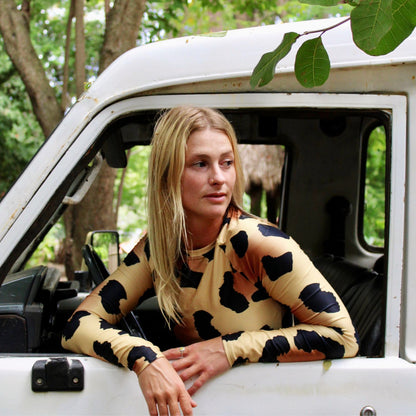 Esdushi Surf clothing - Women's Surf Rashguard - Leopard Wave - - 