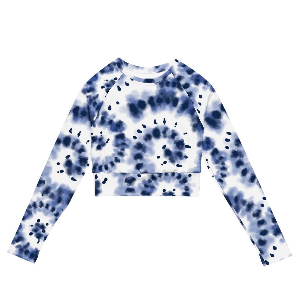 Esdushi Surf clothing - Women's Surf Rashguard - Ocean Swirl - XS - Crop top