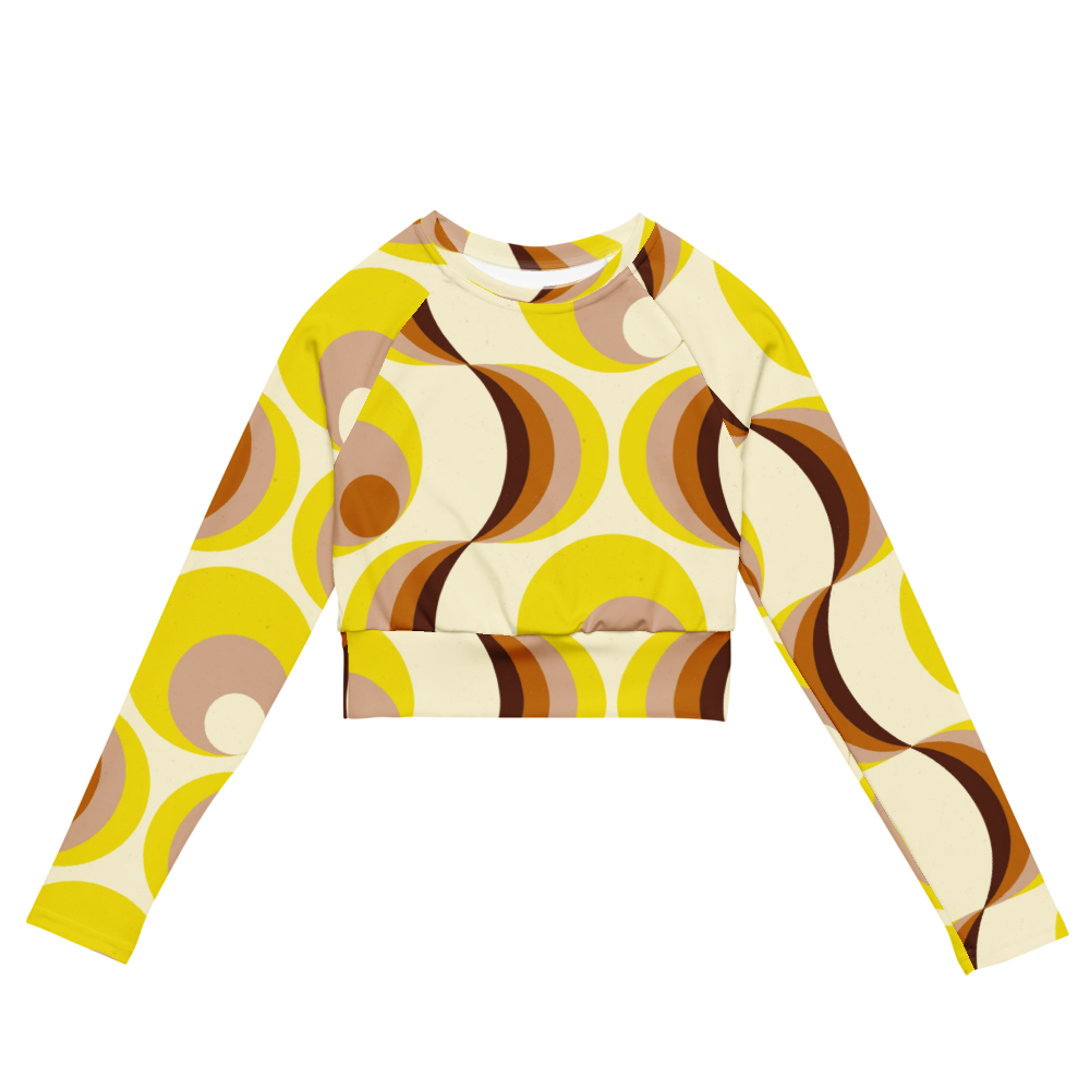 Esdushi Surf clothing - Women's Surf Rashguard - Retro Riptide - XS - Crop top